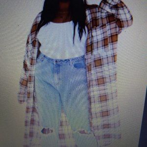 NWT Show Me Your Mumu plaid Leo tunic long plaid duster button down shirt